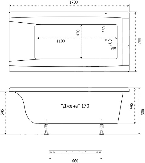 Акриловая ванна Triton Джена 170x70