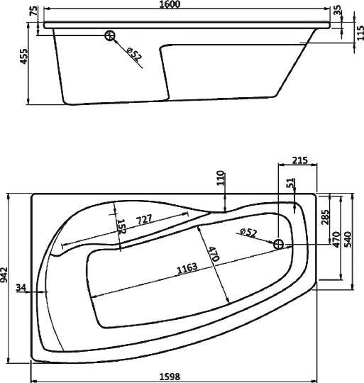 Акриловая ванна Santek Майорка XL 160x95 R
