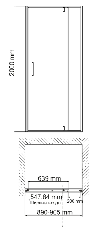 Душевая дверь WasserKRAFT Aisch 55P04 90x200