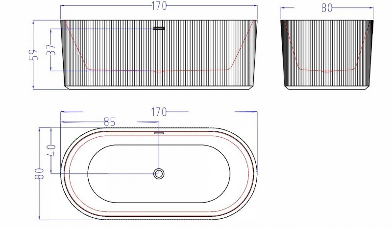 Акриловая ванна Esbano Tortuga black 170x80