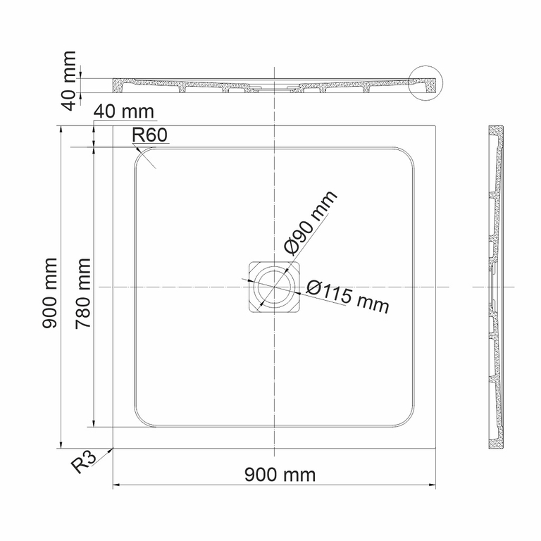 Душевой поддон WasserKRAFT Dinkel 58T03 90x90