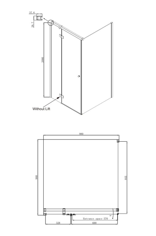 Душевое ограждение Ambassador Diamond 12011103L 100x100