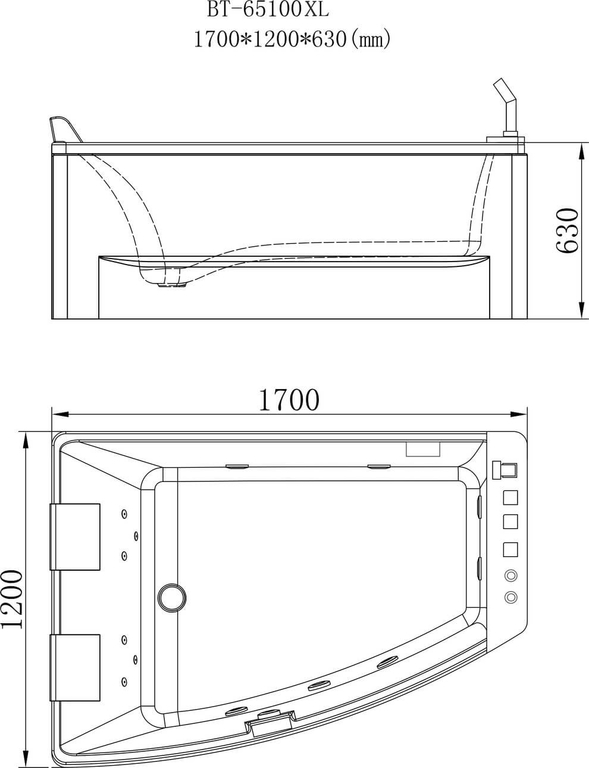 Гидромассажная ванна Orans BT-65100 XL 170x120