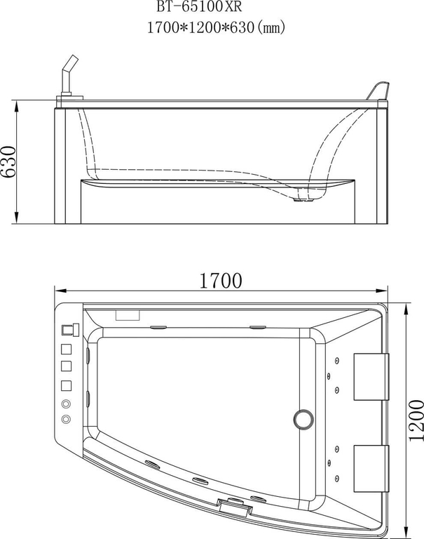 Гидромассажная ванна Orans BT-65100 XR 170x120