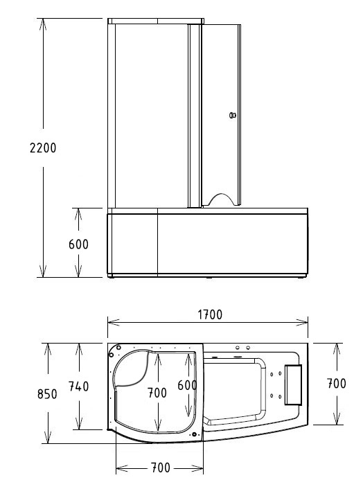 Гидромассажная ванна Gemy G8040 B L 170x85