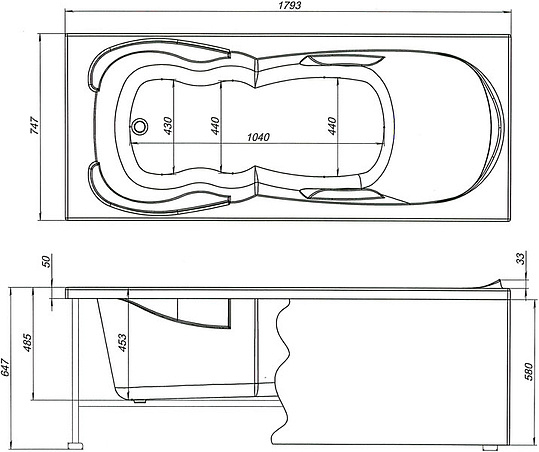 Акриловая ванна Aquanet Viola 180x75