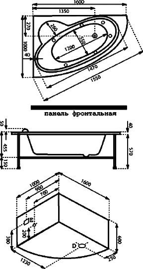 Акриловая ванна Bas Сагра 160x100 L