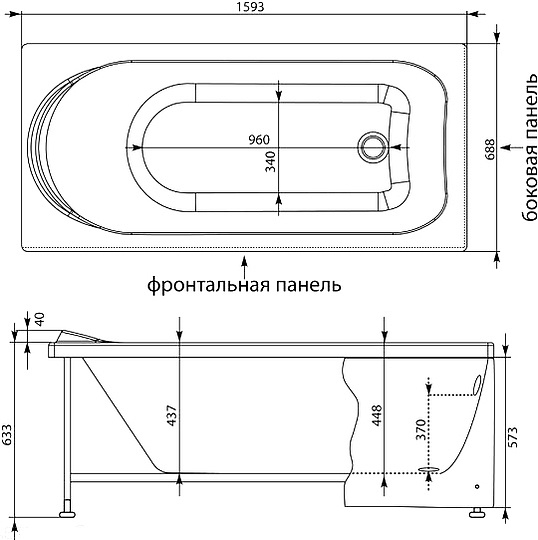 Акриловая ванна Aquanet Nord 160x70