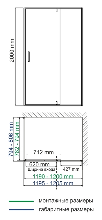 Душевое ограждение WasserKRAFT Elbe 74P06 120x80