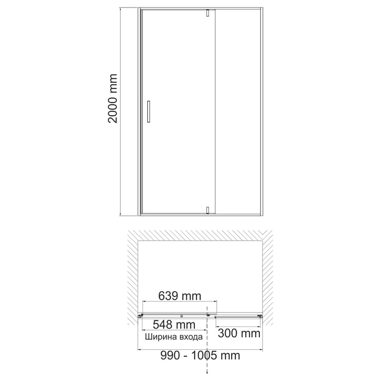 Душевая дверь WasserKRAFT Elbe 74P12 100x200