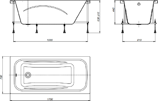 Акриловая ванна Roca Line 170x70