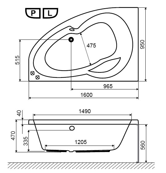 Акриловая ванна Excellent Newa 160x95 L