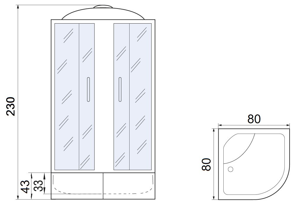 Душевая кабина Мономах XL 80/43 С МЗ 80x80