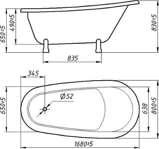 Ванна из искусственного камня Фэма Салерно 170x80, белые ножки