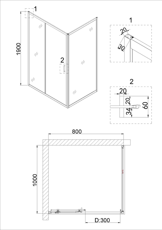 Душевое ограждение Niagara NG-82-8AB-A100B 80x100