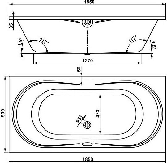 Акриловая ванна Vagnerplast Briana 185x90