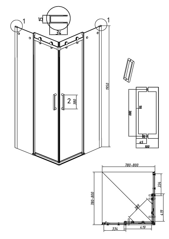 Душевое ограждение Grossman Classic 300.K33.04.8080.21.10 80x80