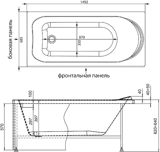 Акриловая ванна Aquanet Nord 150x70