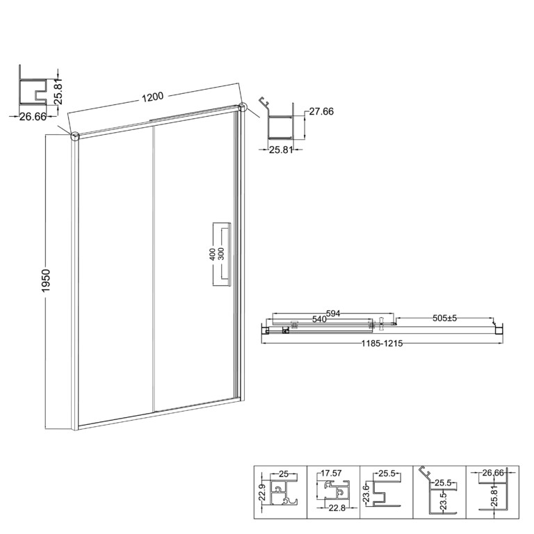 Душевая дверь Niagara NG-85-12TB 120x195