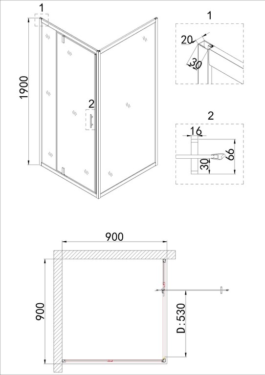 Душевое ограждение Niagara NG-43-9AG-A90G 90x90