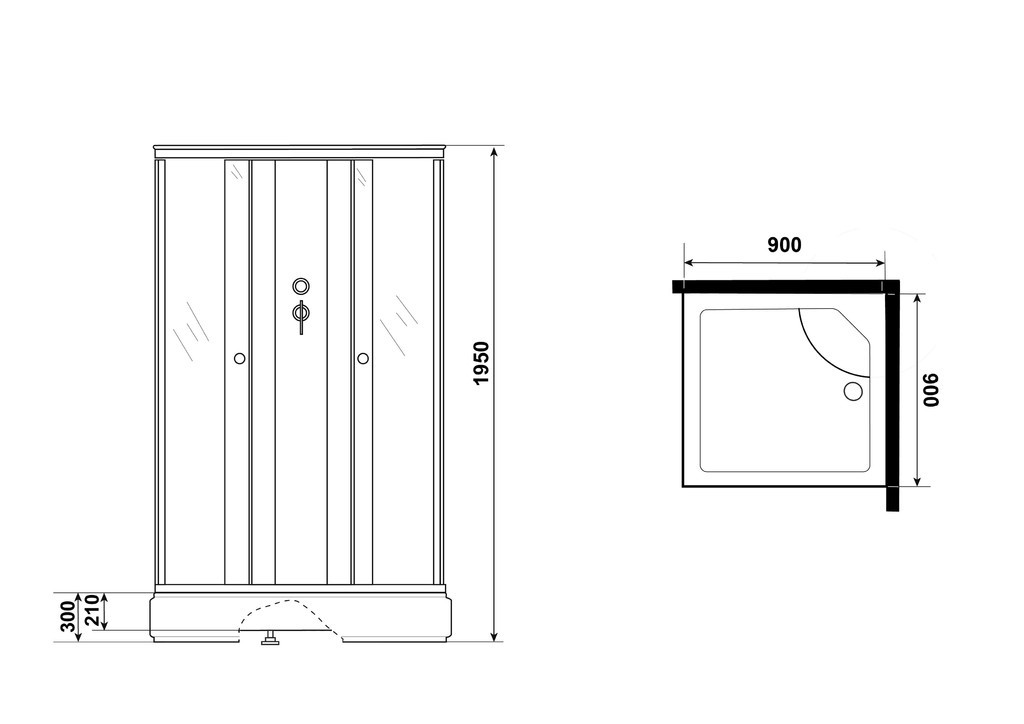 Душевая кабина Niagara Eco E90/26Q/TN/BK 90x90