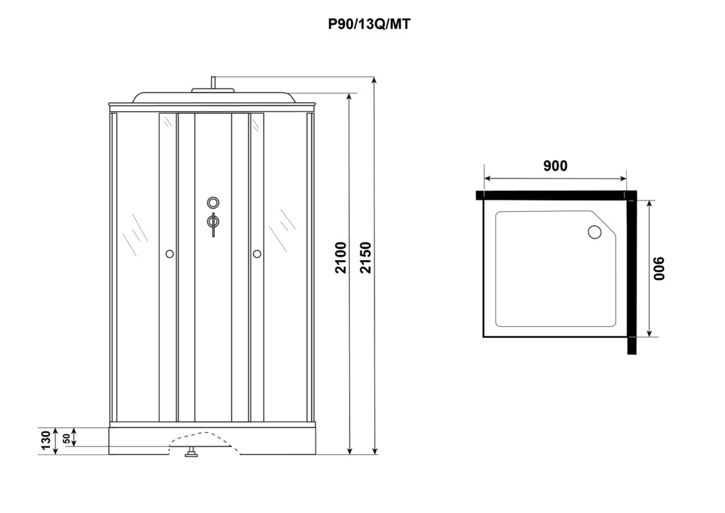 Душевая кабина Niagara P90/13Q/MT 90x90