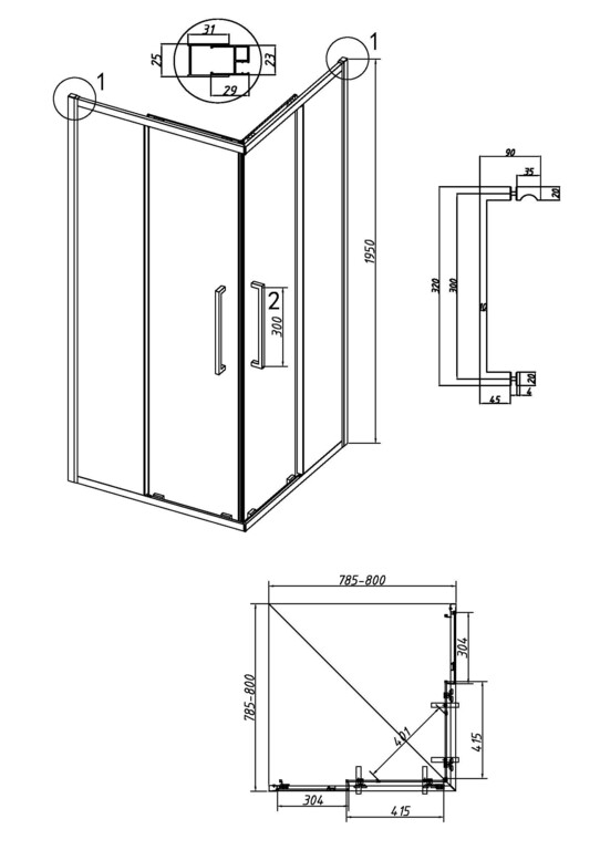 Душевое ограждение Grossman Cosmo 300.K33.02.8080.32.00 80x80