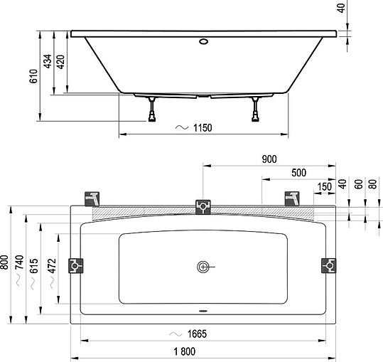 Акриловая ванна Ravak Formy 02 180x80 C891000000