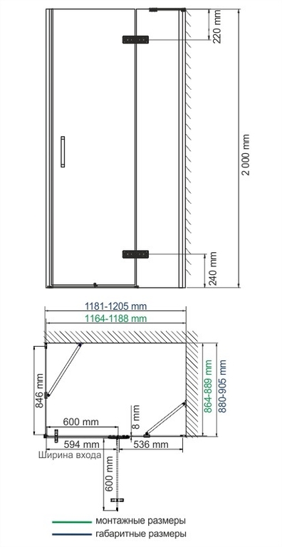 Душевое ограждение WasserKRAFT Aller 10H07R BLACK 120x90