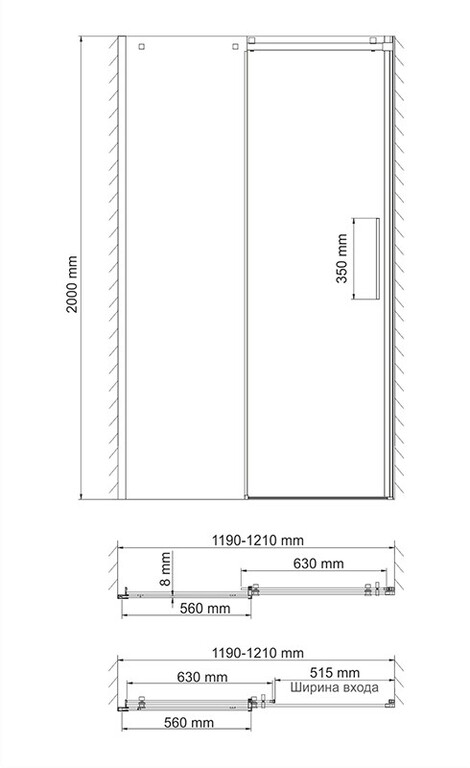 Душевая дверь WasserKRAFT Alme 15R05 120x200
