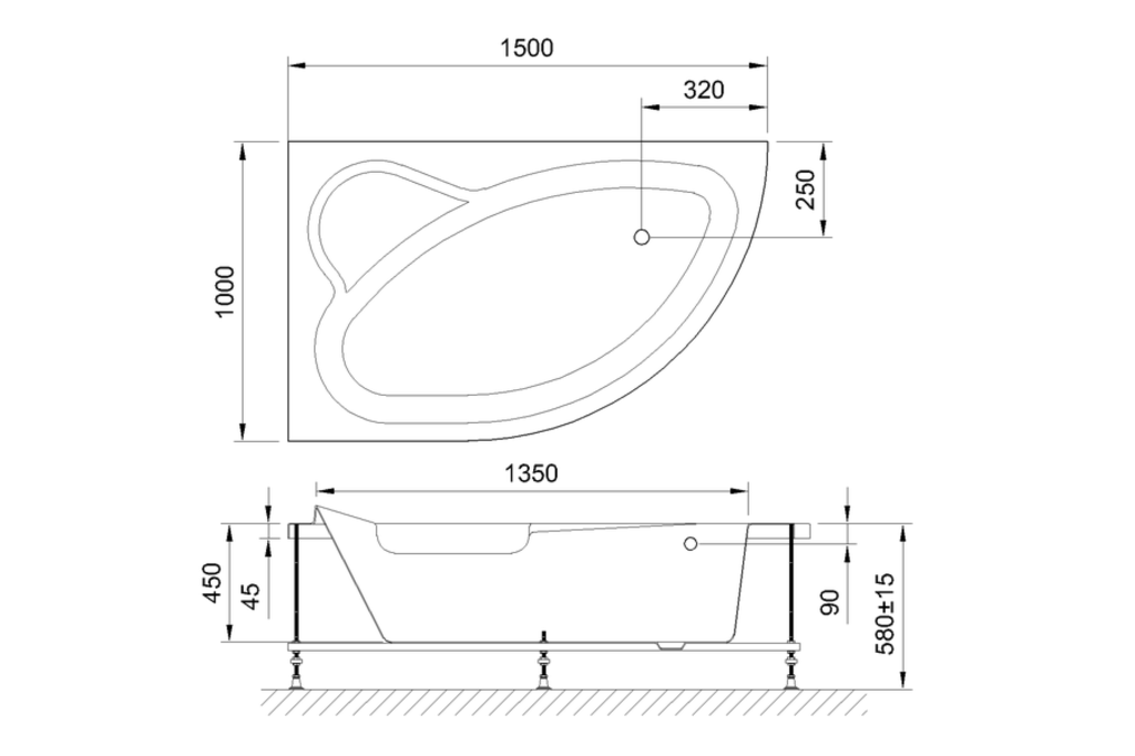 Акриловая ванна Royal Bath Alpine 150x100 L