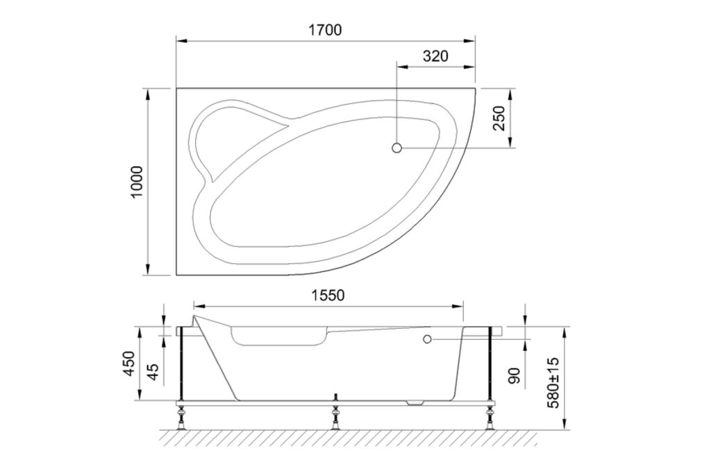 Акриловая ванна Royal Bath Alpine 170x100 L