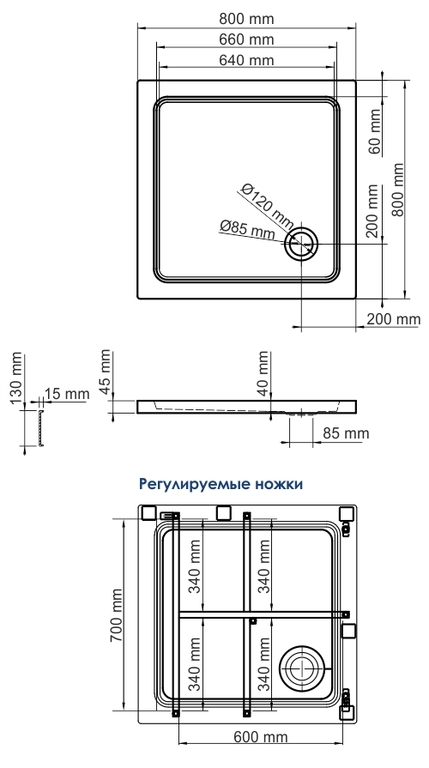 Душевой поддон WasserKRAFT Amper 29T02 80x80