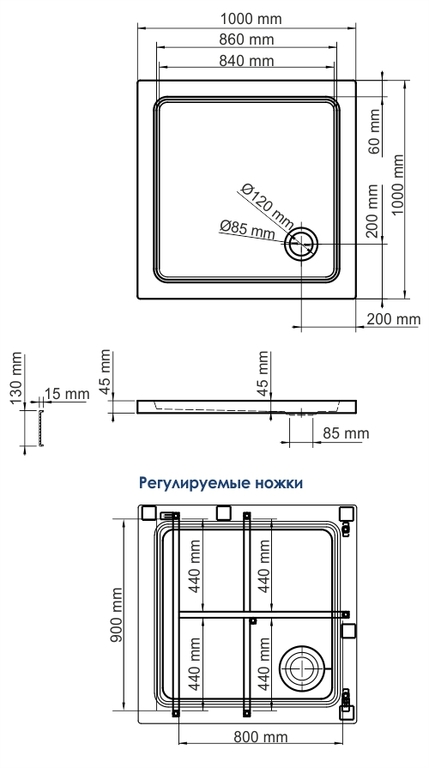 Душевой поддон WasserKRAFT Amper 29T19 100x100