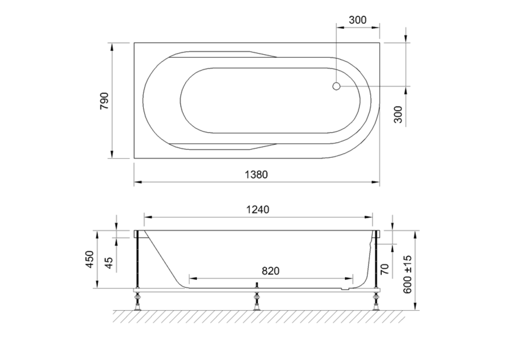 Акриловая ванна Royal Bath Azur 140x80 L