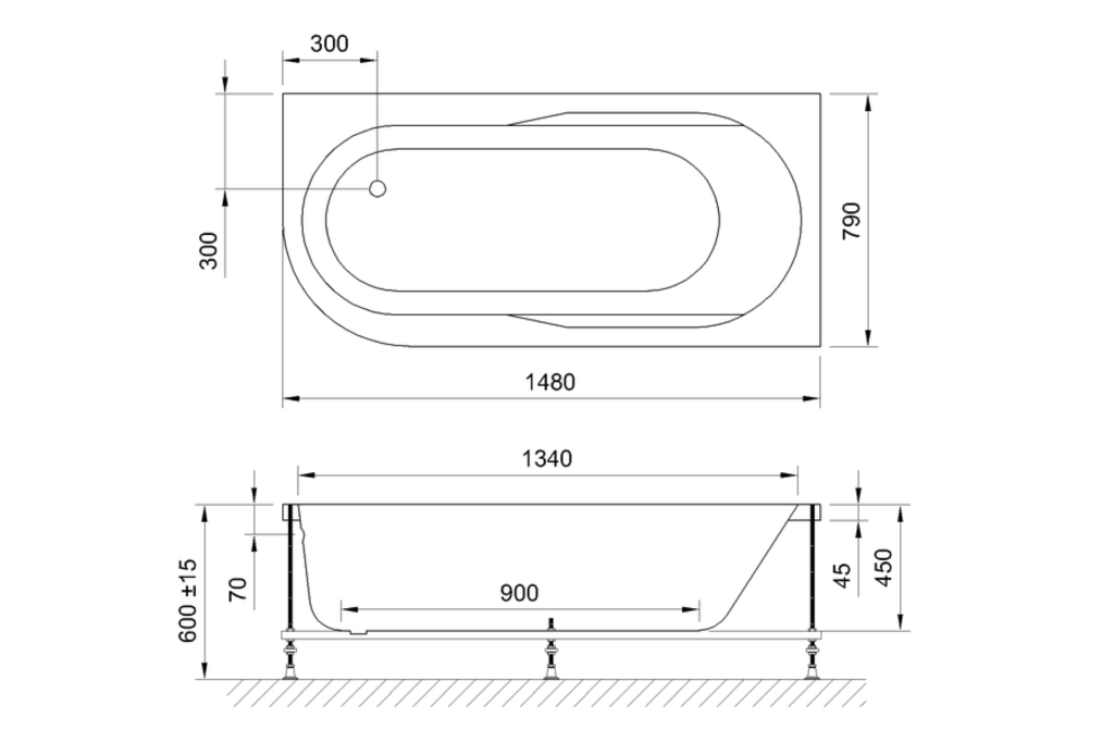 Акриловая ванна Royal Bath Azur 150x80 R