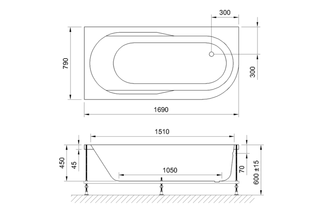 Акриловая ванна Royal Bath Azur 170x80 L