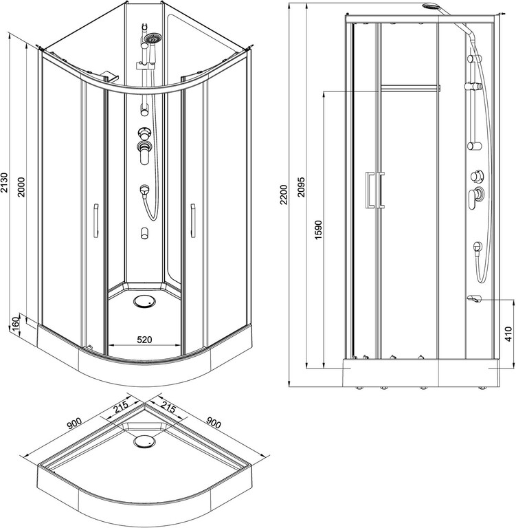 Душевая кабина Aquanet Passion 90 R 2.0 90x90