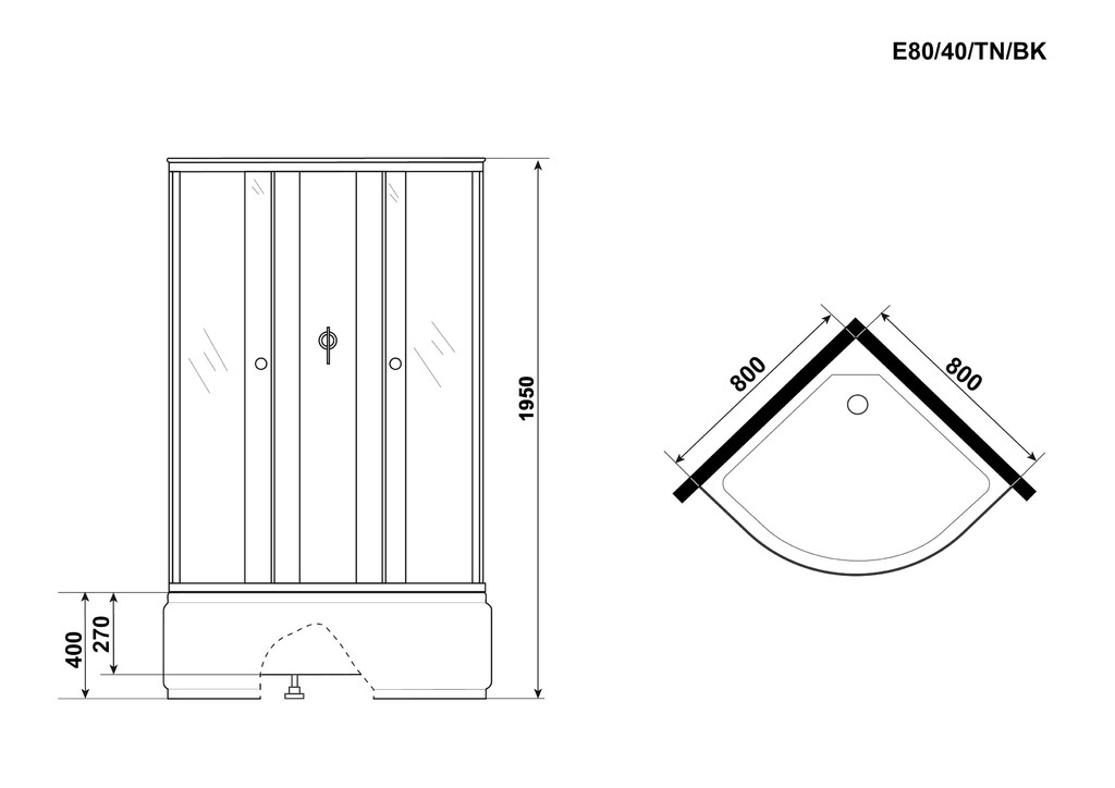 Душевая кабина Niagara Eco E80/40/TN/BK 80x80