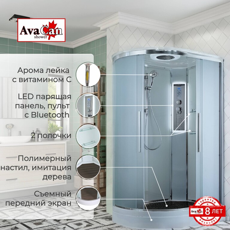 Душевая кабина AvaCan EM2912RLED 120x90