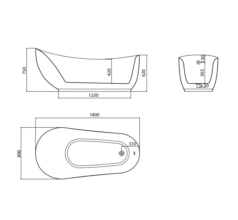 Акриловая ванна Grossman Style GR-2303M 180x89