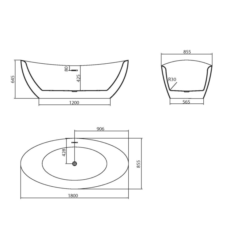 Акриловая ванна Grossman Galaxy GR-1402MB 180x85