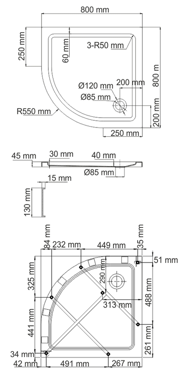 Душевой поддон WasserKRAFT Isen 26T00 80x80