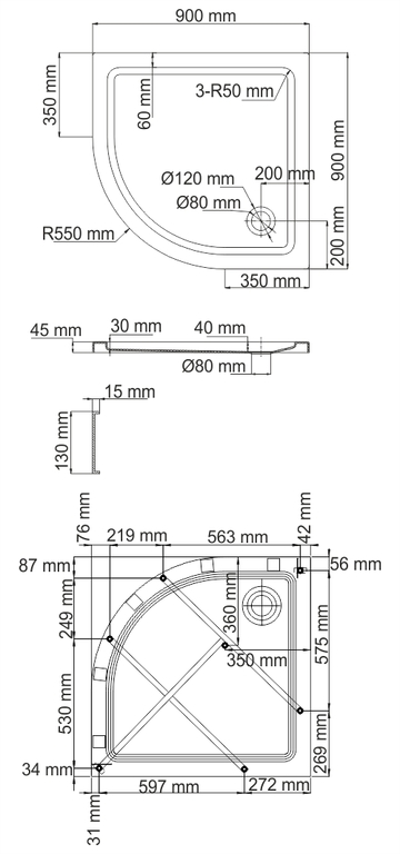 Душевой поддон WasserKRAFT Isen 26T01 90x90