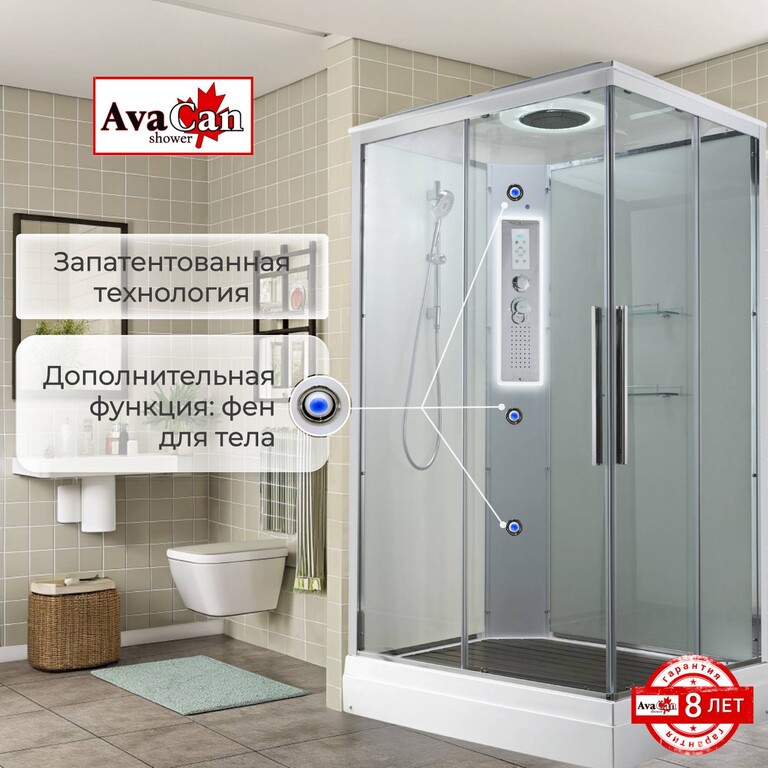 Душевая кабина AvaCan K2080LED 80x80