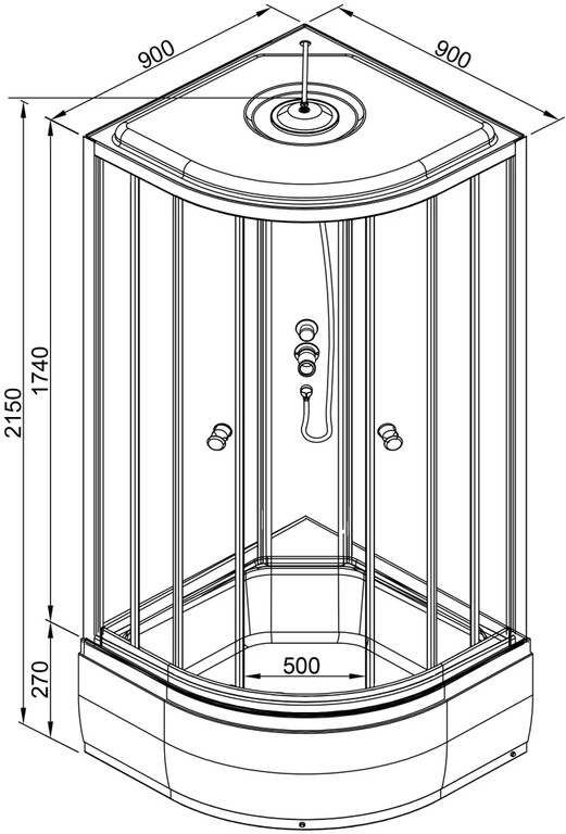 Душевая кабина AvaCan L790 GM 90x90