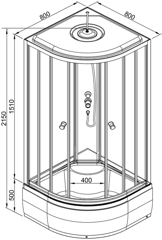 Душевая кабина AvaCan L980 EL 80x80