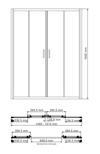 Душевая дверь WasserKRAFT Lippe 45S08 150x190