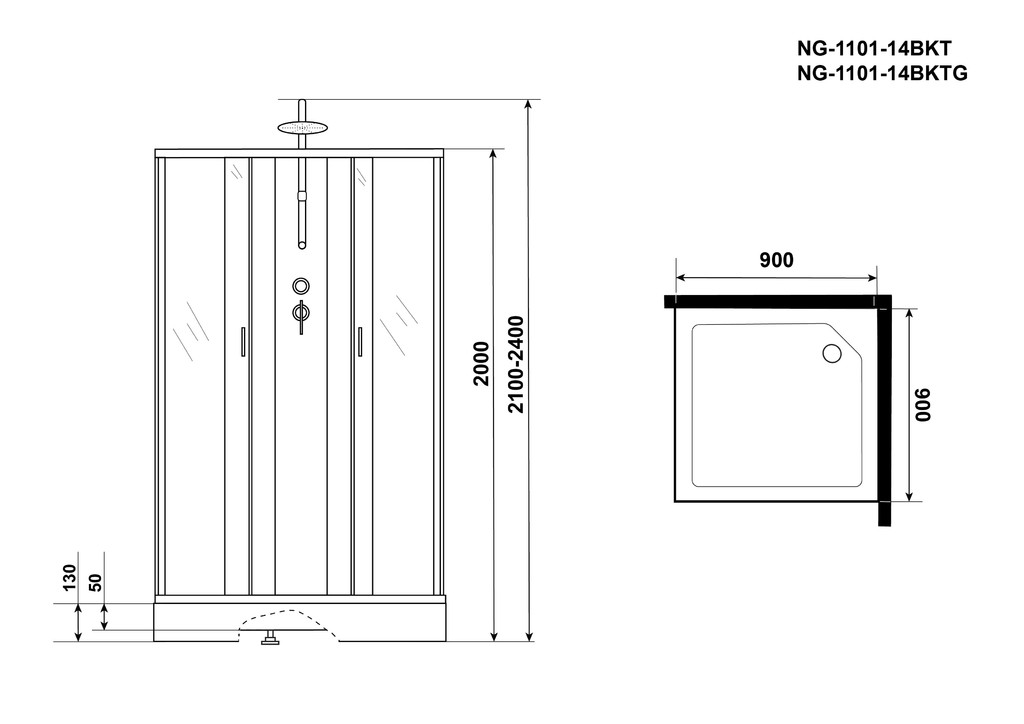 Душевая кабина Niagara NG-1101-14BKTG 90x90