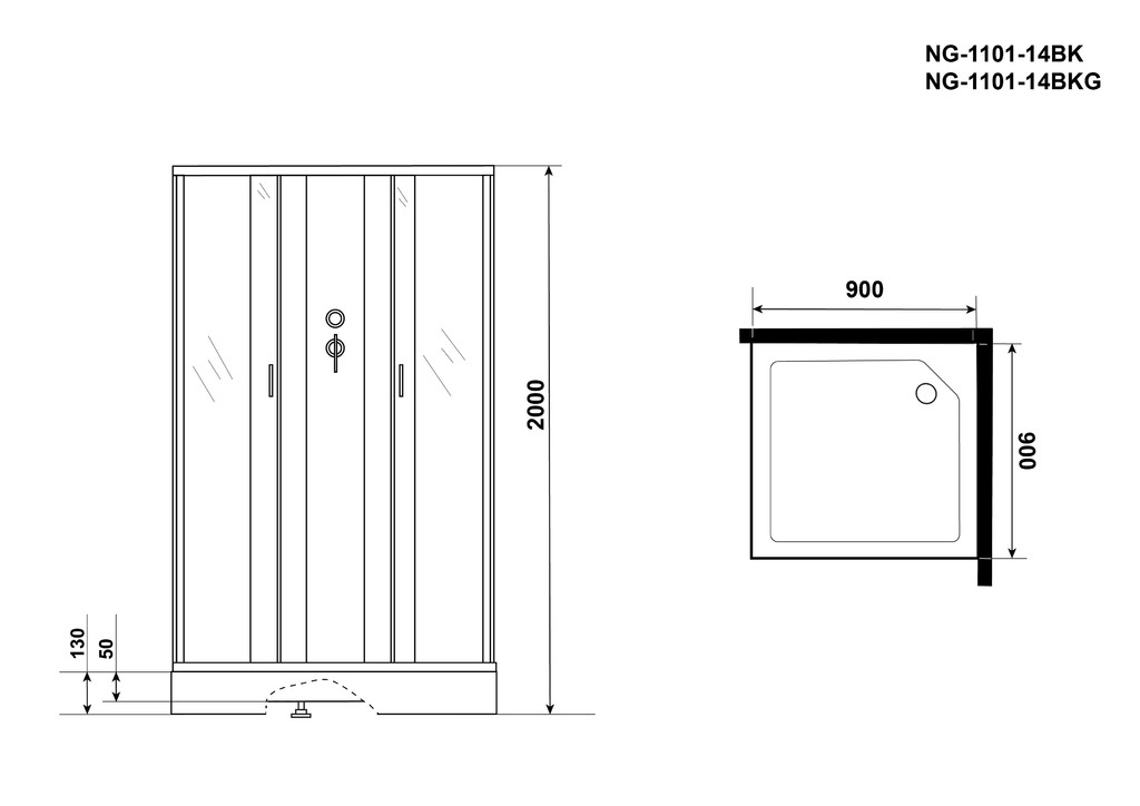 Душевая кабина Niagara NG-1101-14BK 90x90